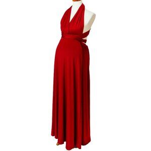Red Infinity Wear Silk Dress – Perfect for Weddings, Maternity, and Formal Event